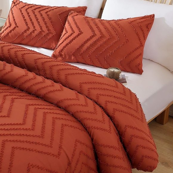 Chevron Tufted Petal Pink Blush Bedding California King Size Comforter Set New - Picture 9 of 11